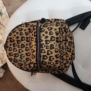 Coach leopard print mini backpack